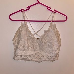 Free people white lace crop top!